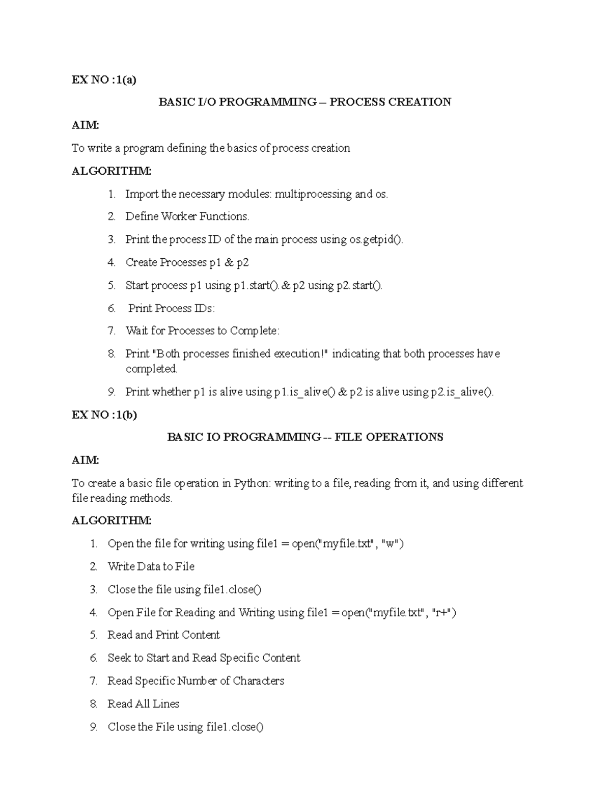 EX NO: 1-11 BASIC PROGRAMMING & ALGORITHMS IN OS - Studocu