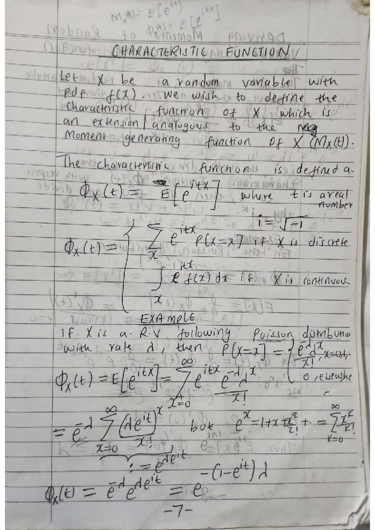 STA 301 - Characteristic Functions and Moment Generating Functions ...