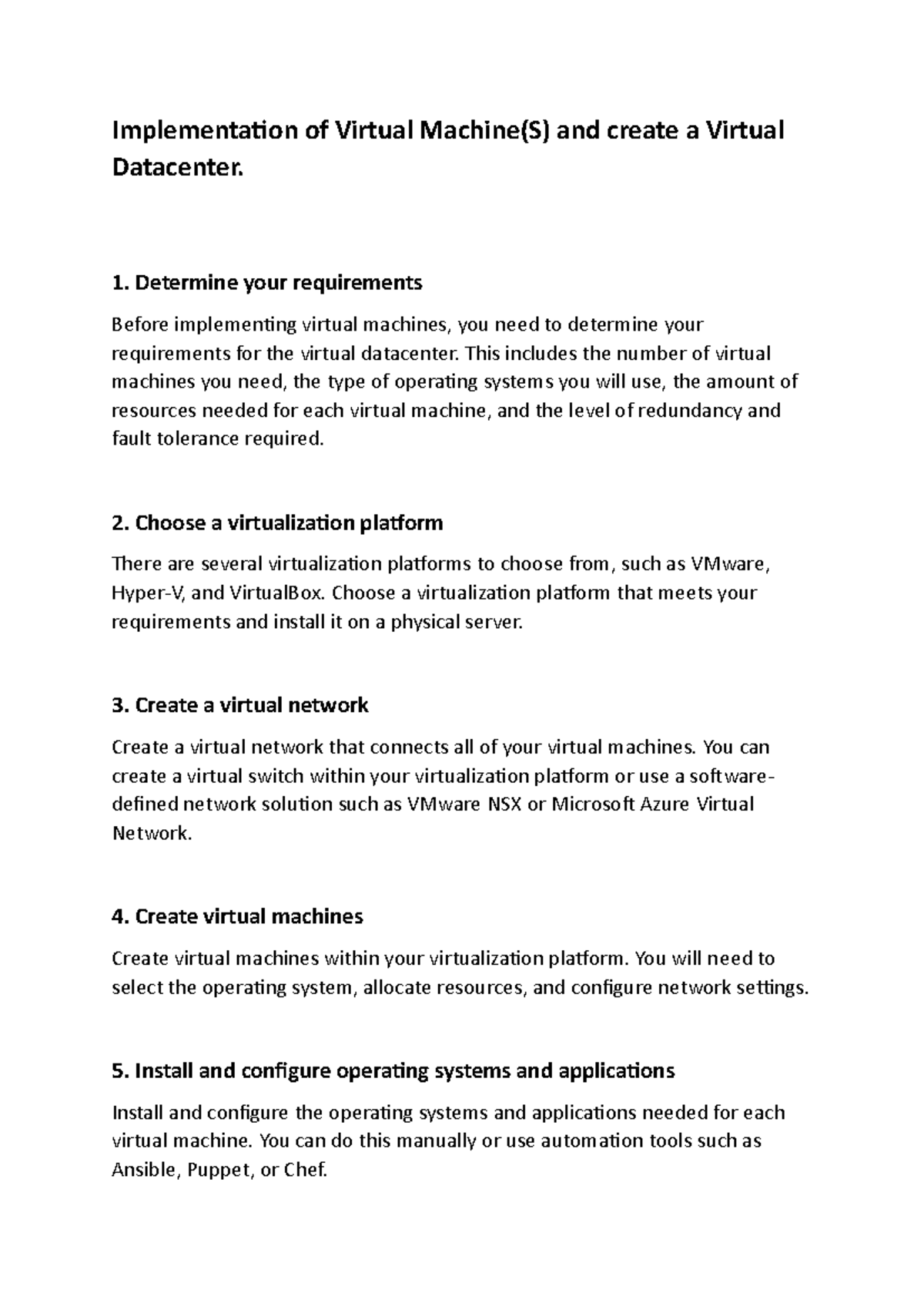 Implementation of Virtual Machines in Datacenter Design (CS202) - Studocu