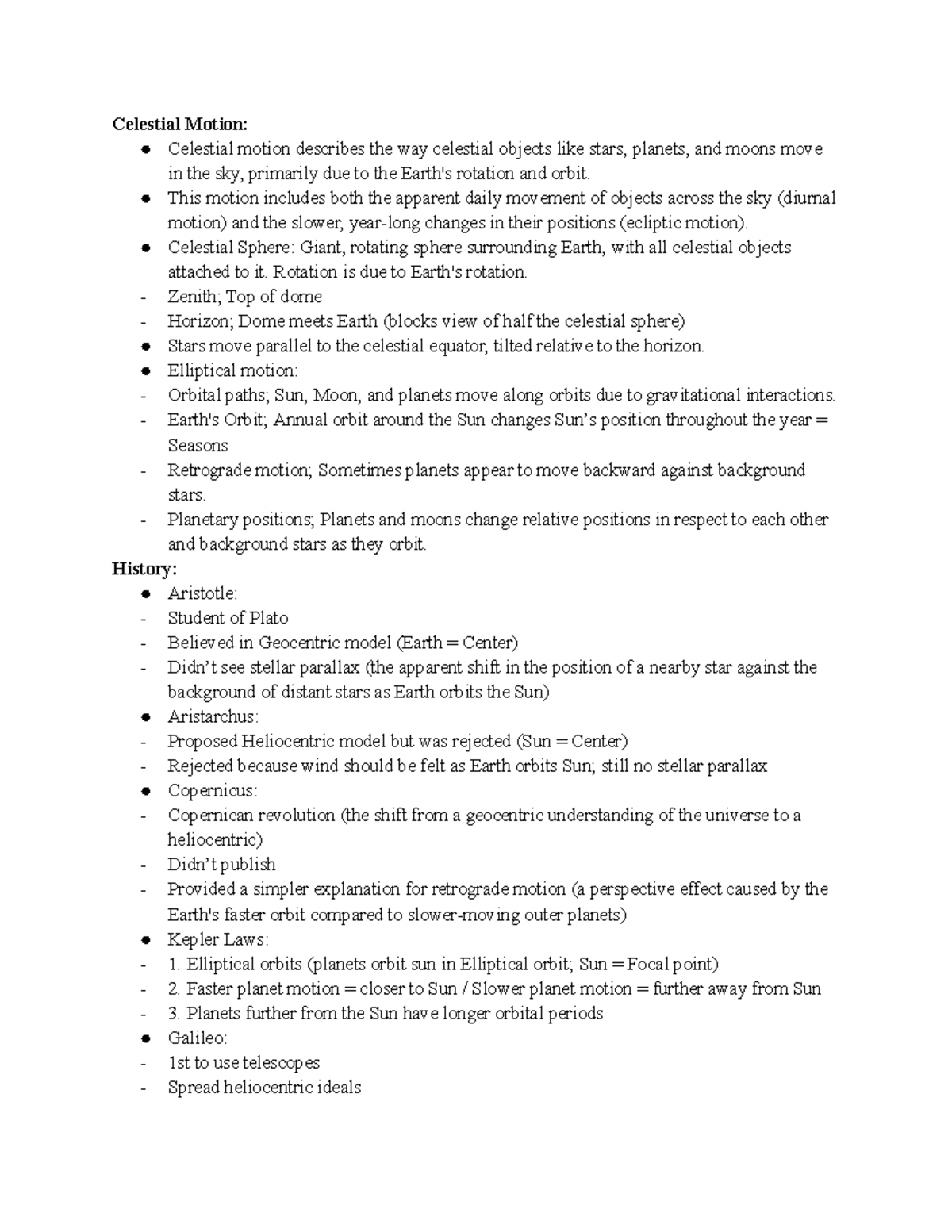 Astronomy 101: Final Exam Study Guide on Celestial Motion and Stars ...