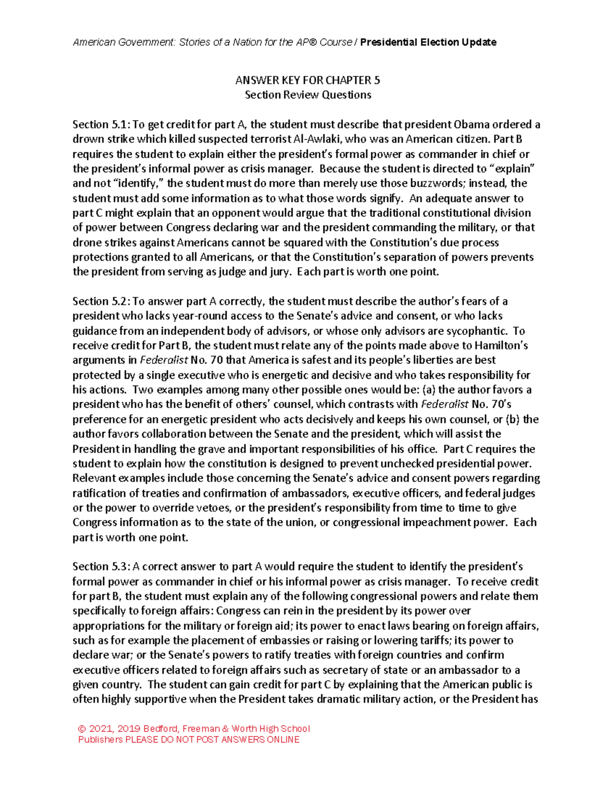 Chp. 5 Review Answers - US Gov: Presidential Powers Explained - Studocu