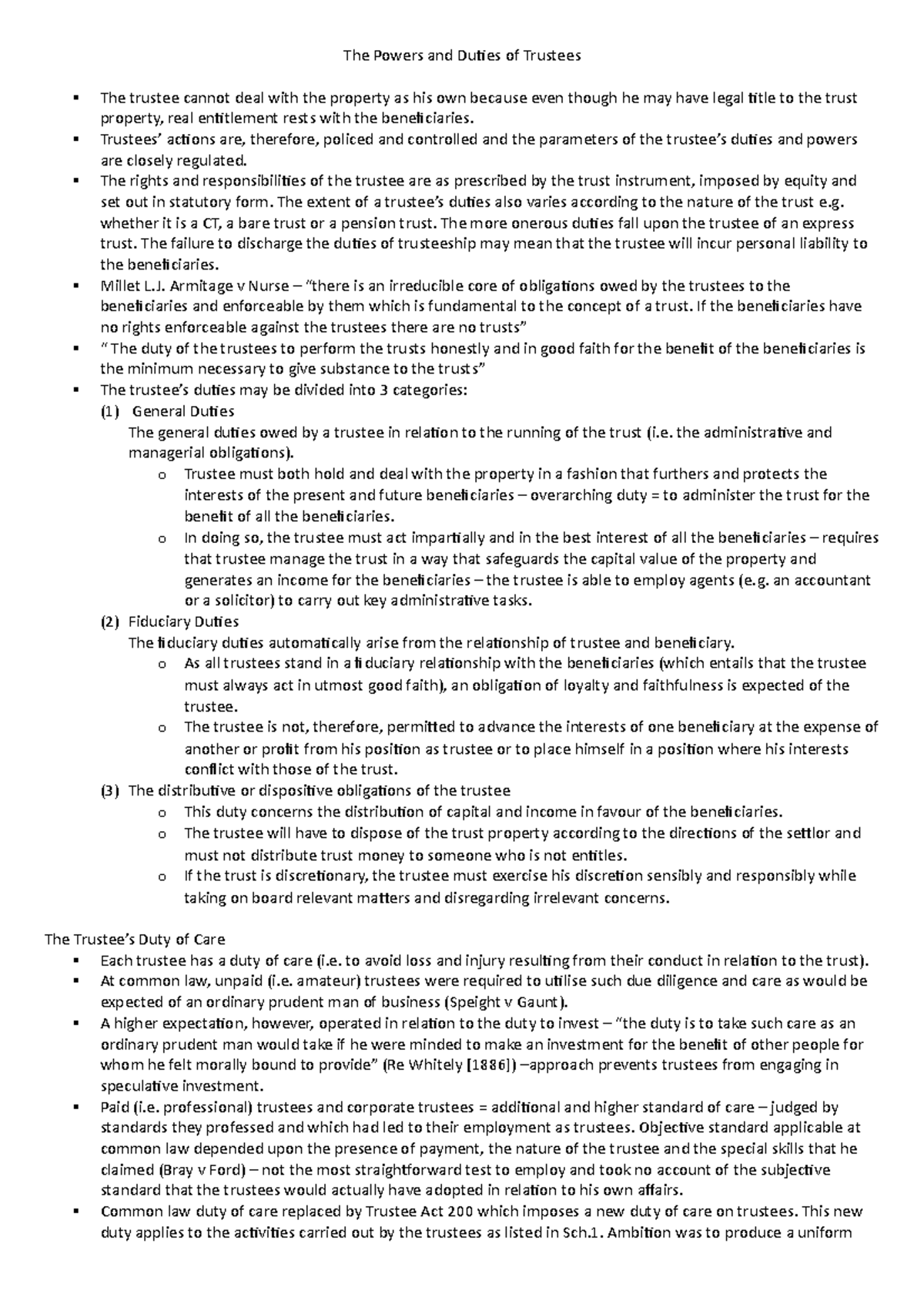The Powers and Duties of Trustees - Trustees’ actions are, therefore ...