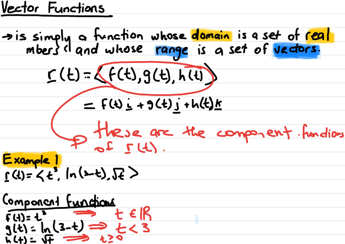 Vector Functions Lecture Notes IS JF 429 - Studocu