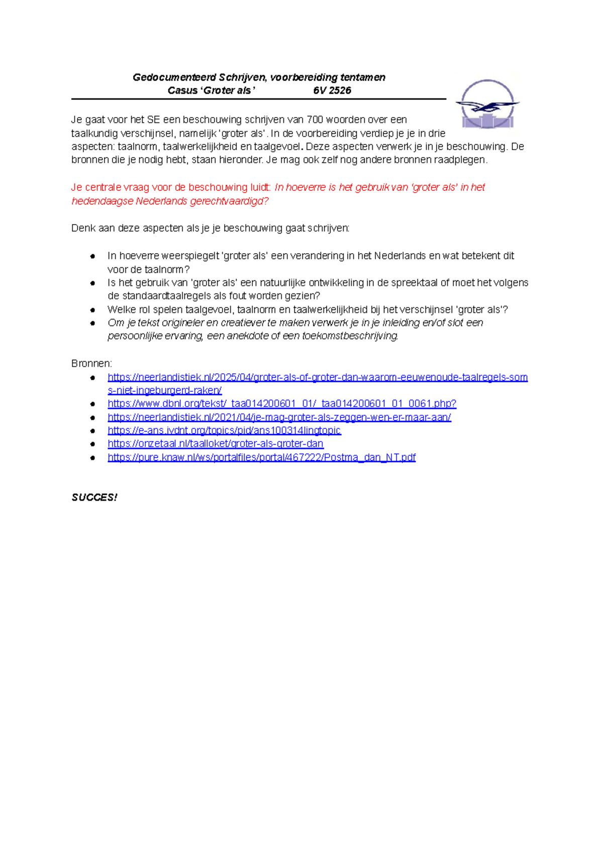 2526 Gedocumenteerd Schrijven: Voorbereiding Beschouwing Casus ...