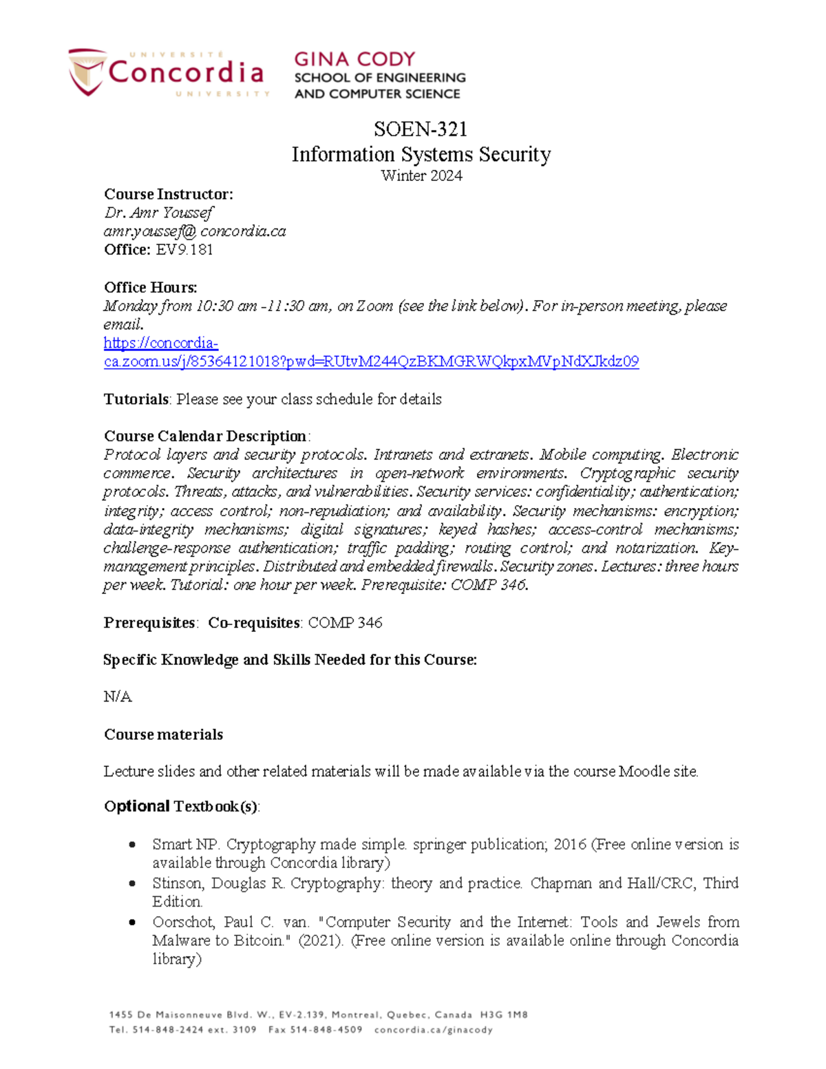 SOEN321-AY-Winter 2024 - SOEN- 321 Information Systems Security Winter ...