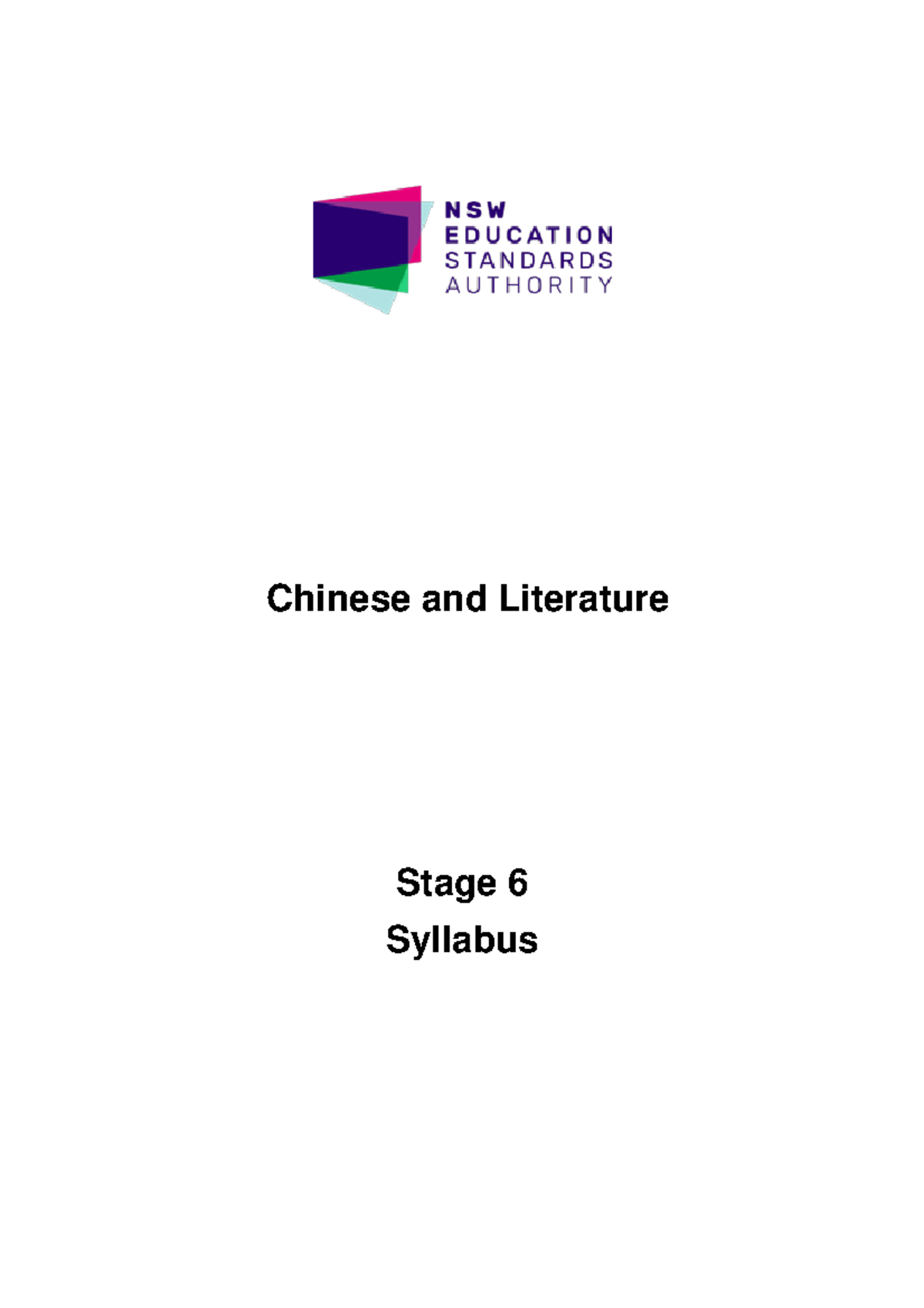 Chinese and Literature Syllabus for Stage 6 (Years 11-12) - Studocu