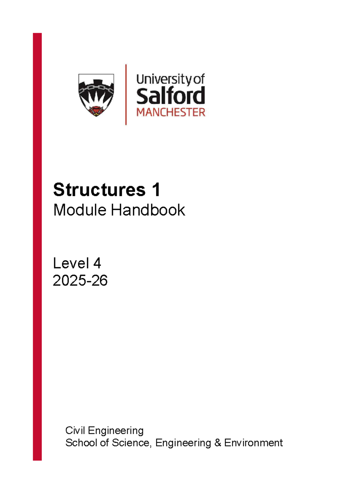 Structures 1 Module Handbook 2025-26 for BEng/MEng Civil Engineering ...