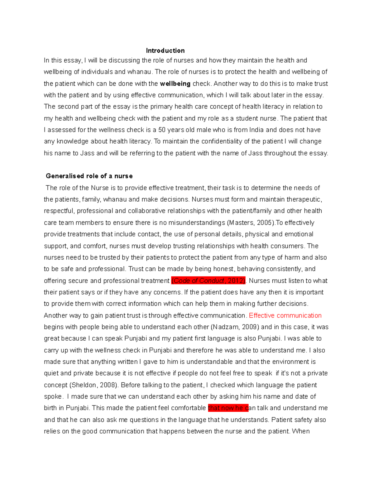 NUR 101 - Essay on the Importance of Health Literacy in Nursing Care ...