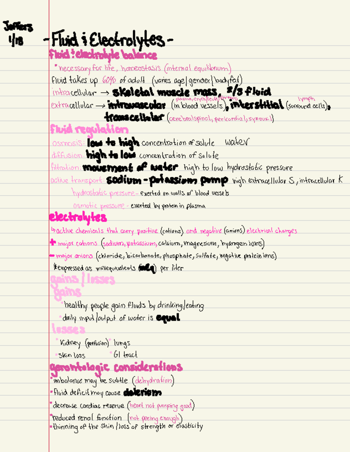 Med Surg 2 Exam 1 - Key Notes on Fluid & Electrolyte Balance - Studocu