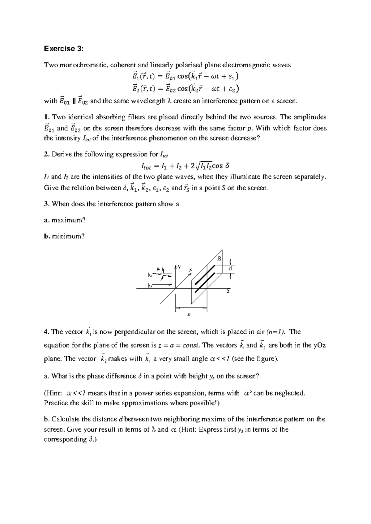 Electromagnetic Wave Interference Analysis - Exercise 3 - Studeersnel