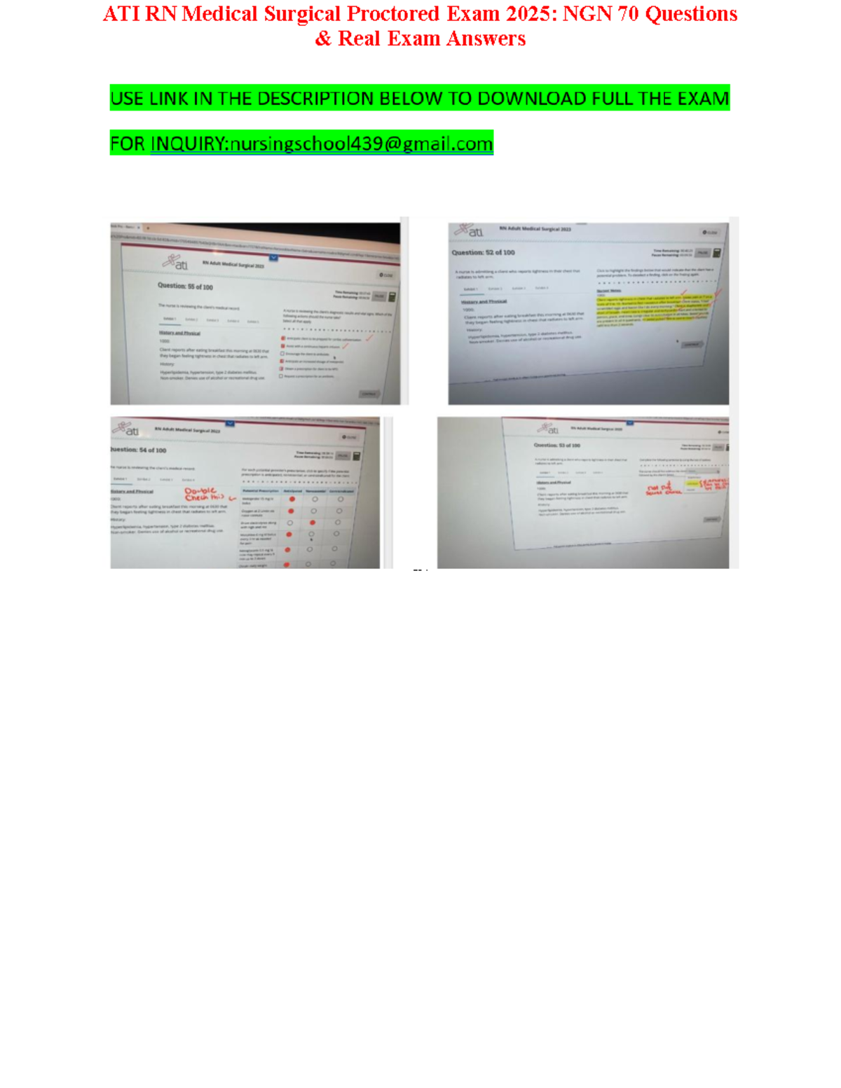 ATI RN Medical Surgical Proctored Exam 2025: NGN 70 Qs & Answers - Studocu