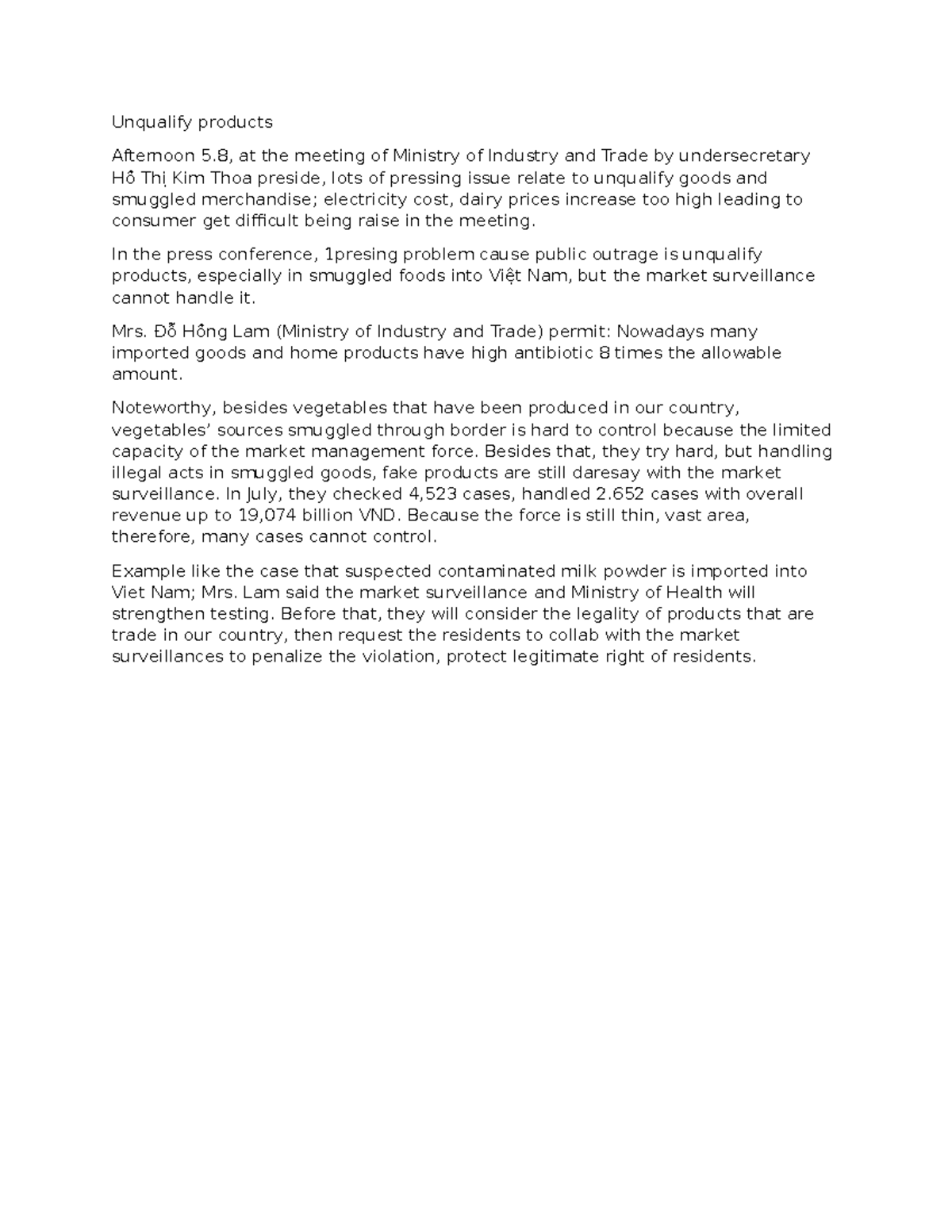 Unqualify products - example essays - Unqualify products Afternoon 5 ...