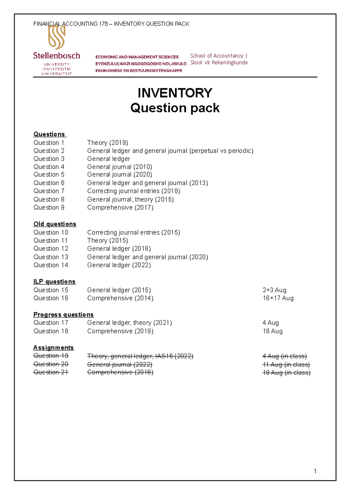 3. Inventory question pack (2023) - INVENTORY Question pack Questions ...