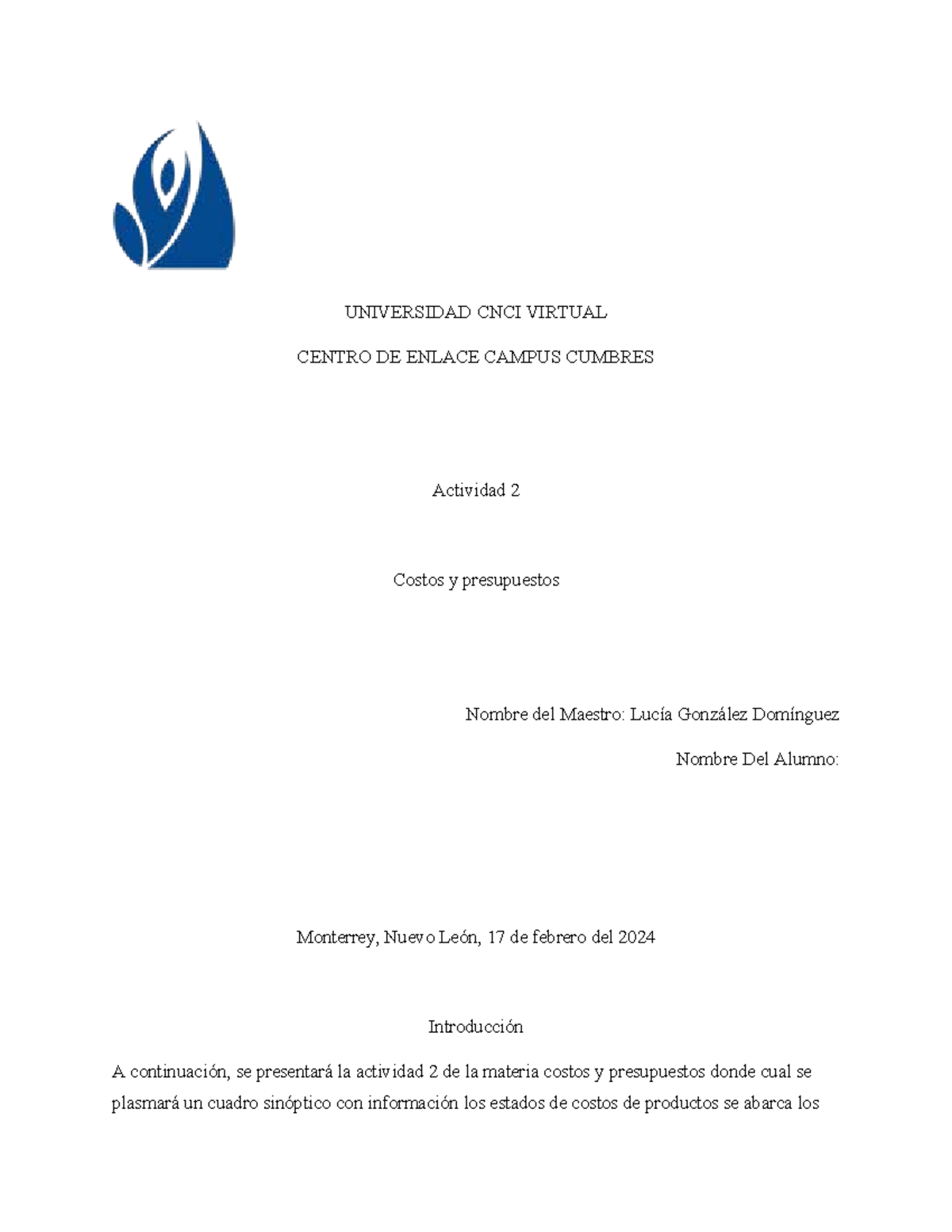 Actividad 2: Costos y Presupuestos - Análisis de Sistemas de Costos ...