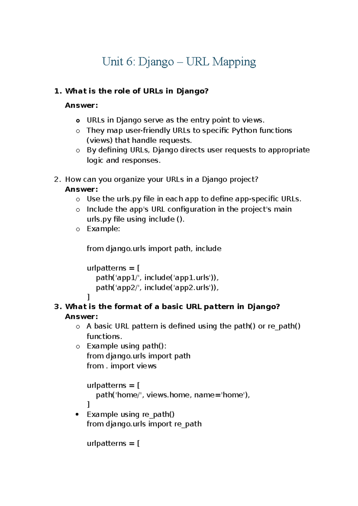 Python wih Django-2 - NOTES - Unit 6: Django – URL Mapping 1. What is ...