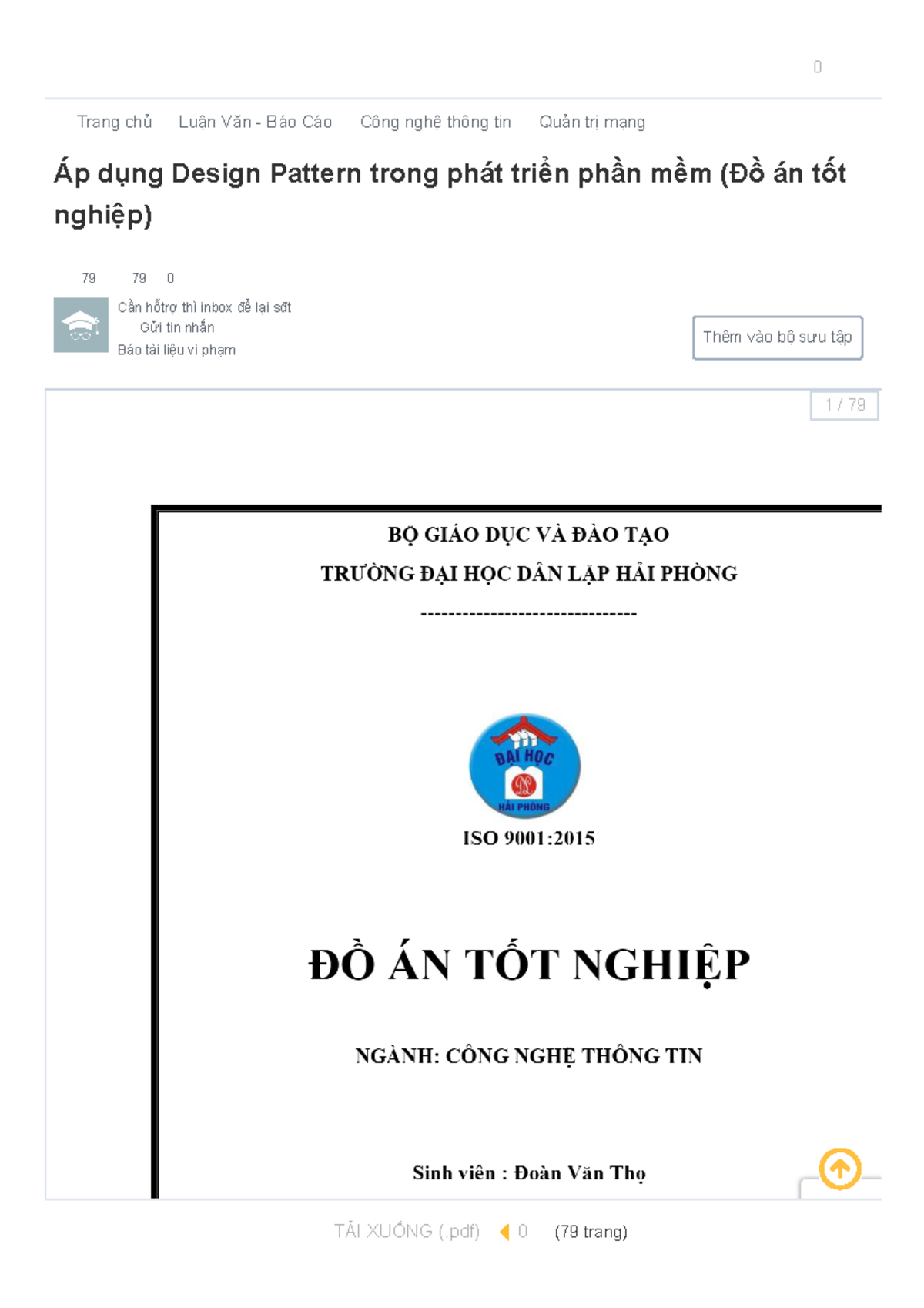 Áp dụng Design Pattern trong phát triển phần mềm (Đồ án Tốt Nghiệp ...