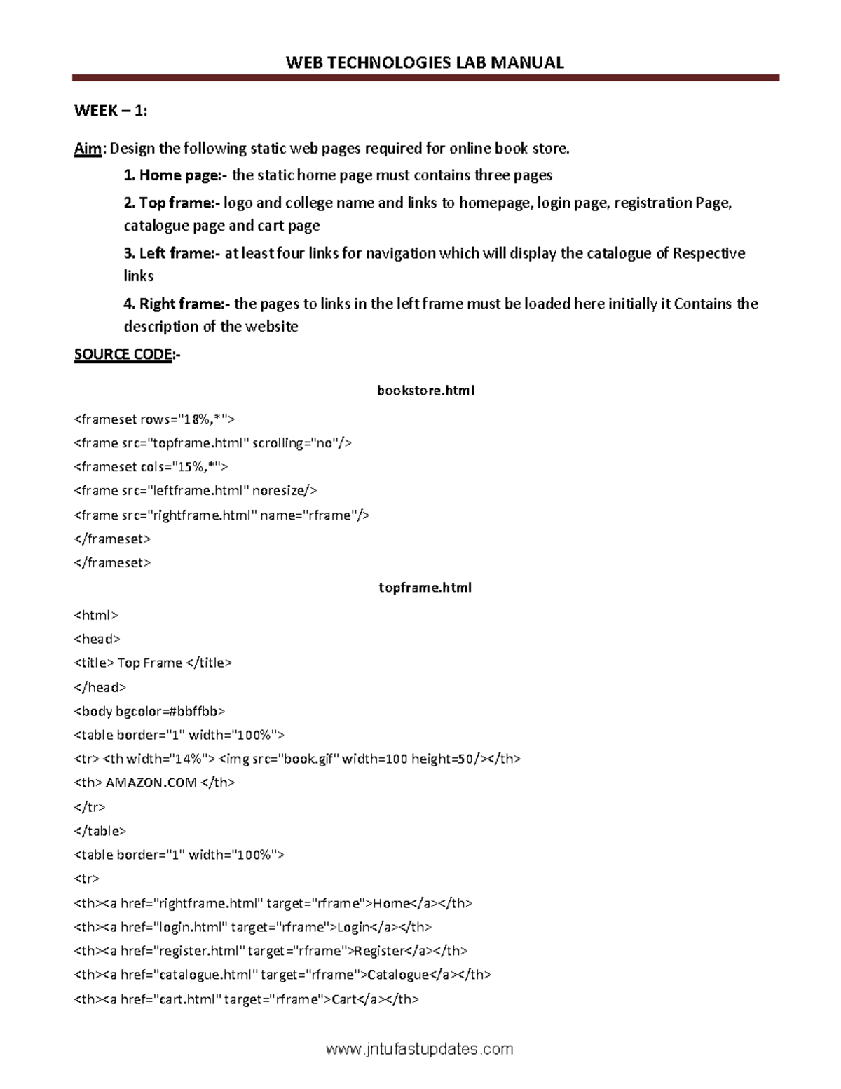 Web Technology Lab Manual (CSE 101) - Static Page Creation Guide - Studocu