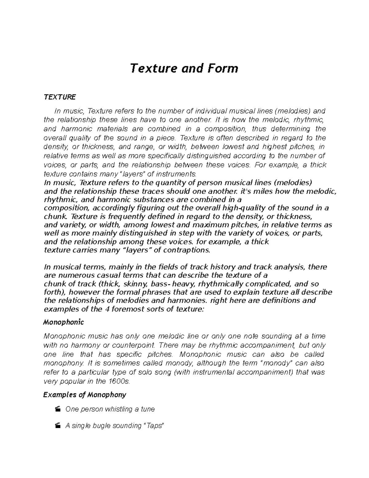 Lecture 4 - Exploring Musical Texture and Form Concepts - Studocu