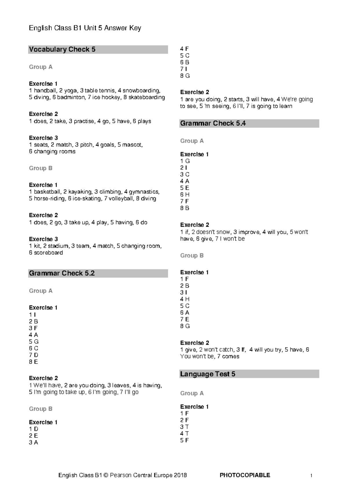ECB1 Unit 5 Vocabulary & Grammar Answer Key (2018) - Studocu
