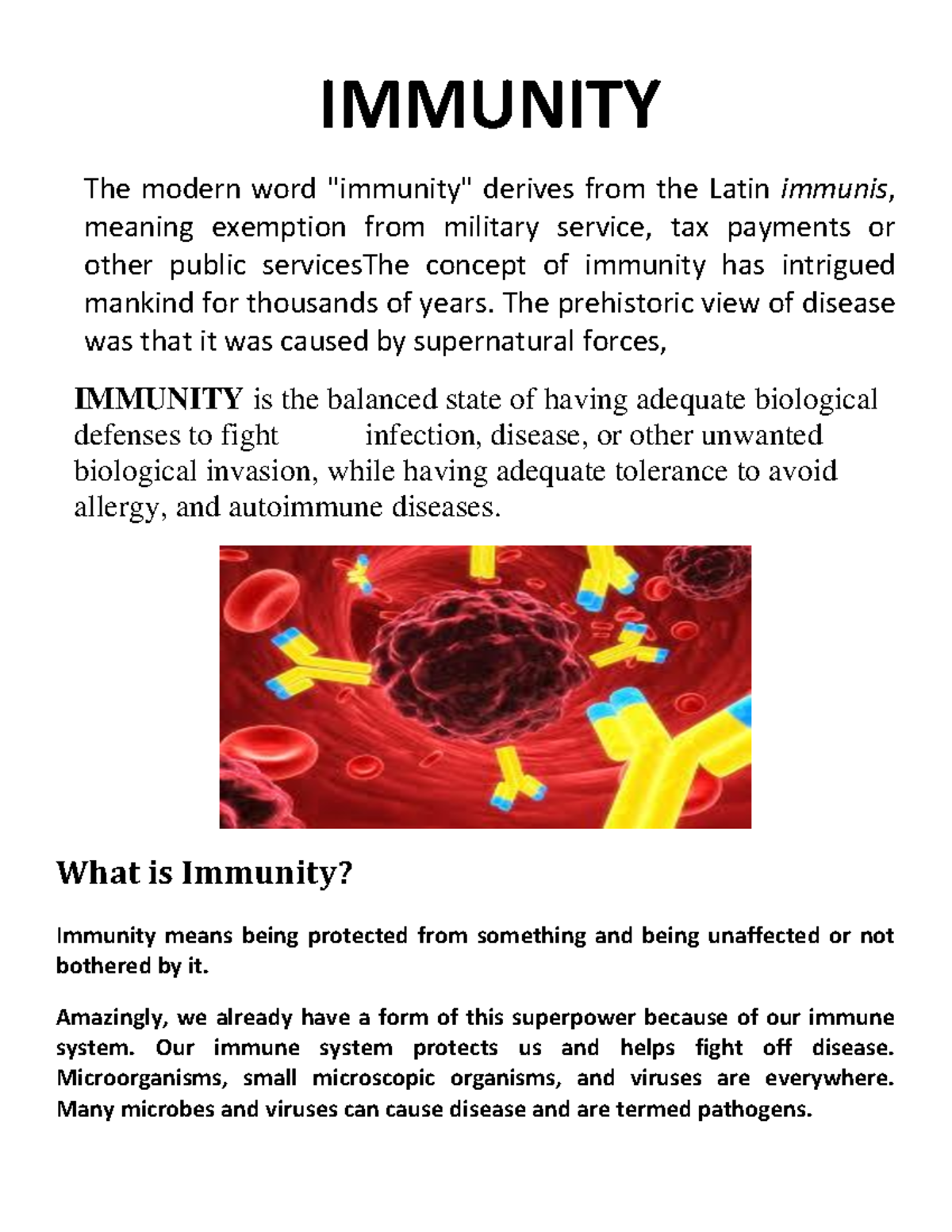 IMMUNITY: Understanding the Immune System - Lecture Notes (4) - Studocu