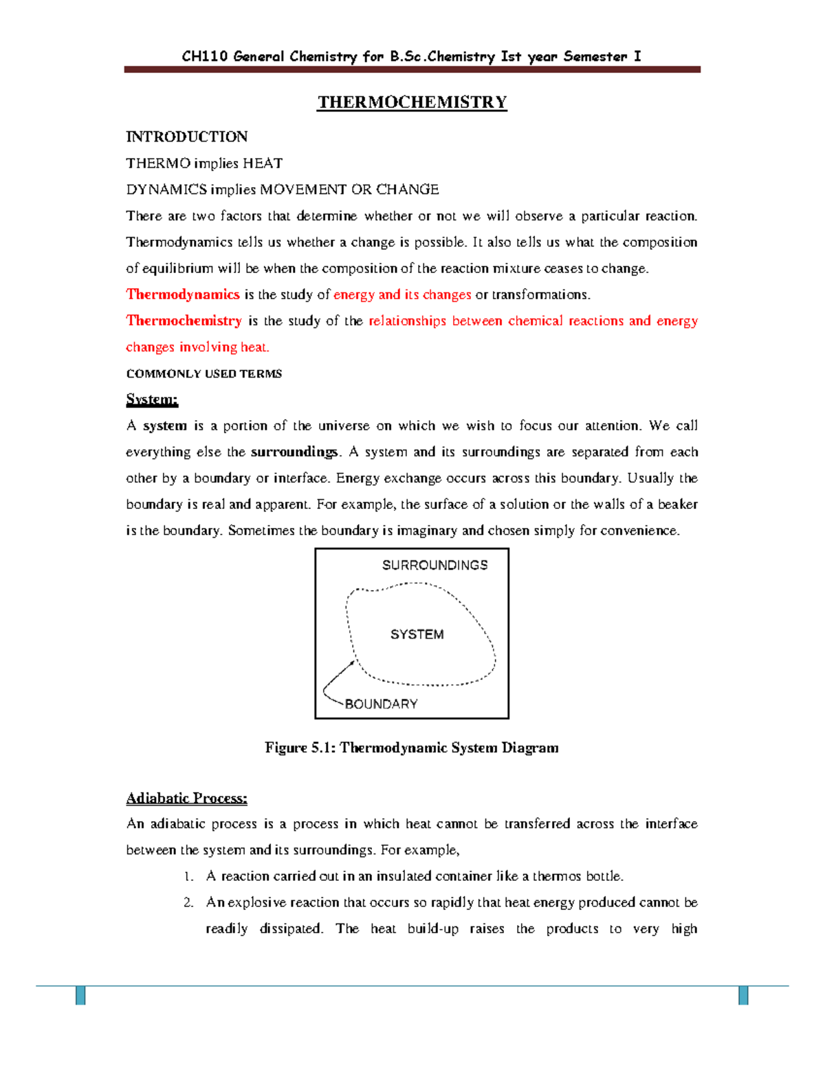 Thermochemistry Principles and Applications - CH110 General Chemistry I ...