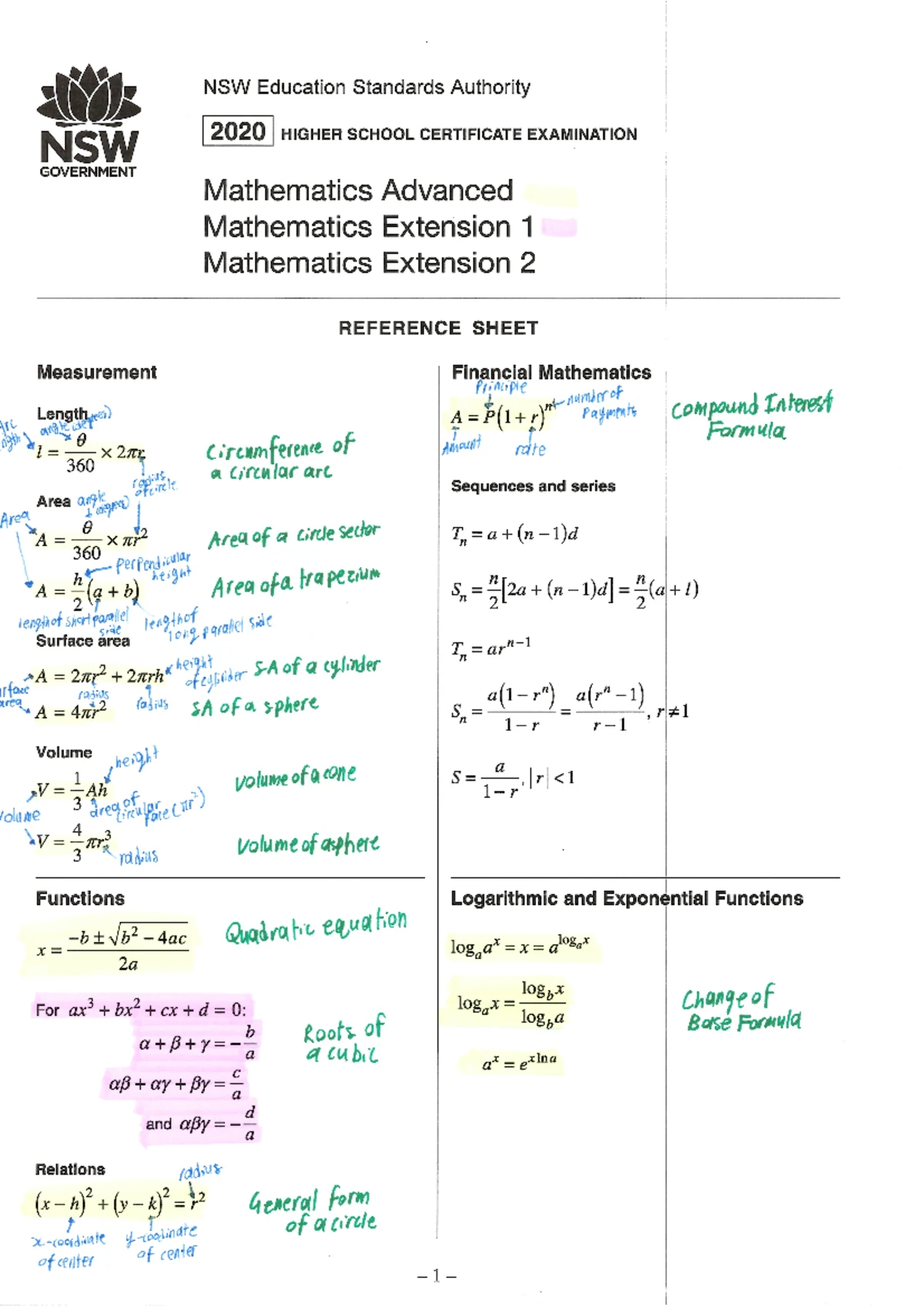 Mathsfaculty annotated-datasheet-advanced-e1-e2-math-2020 - Studocu