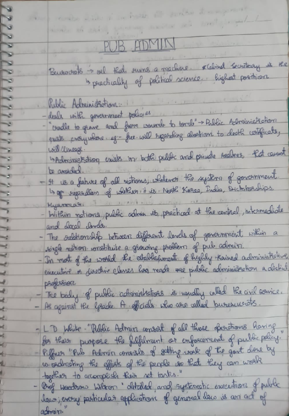 Paru pub ad notes - PUB ADMIN Beurocrats oil that runs a machine ...