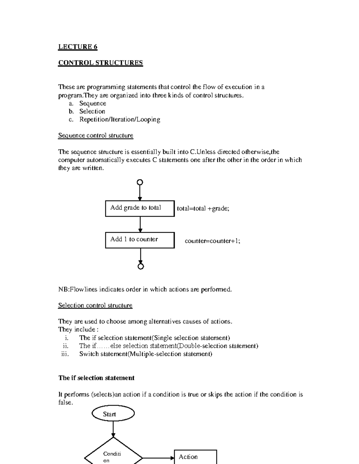 SCS101 Lecture 6: Control Structures in C Programming - Studocu