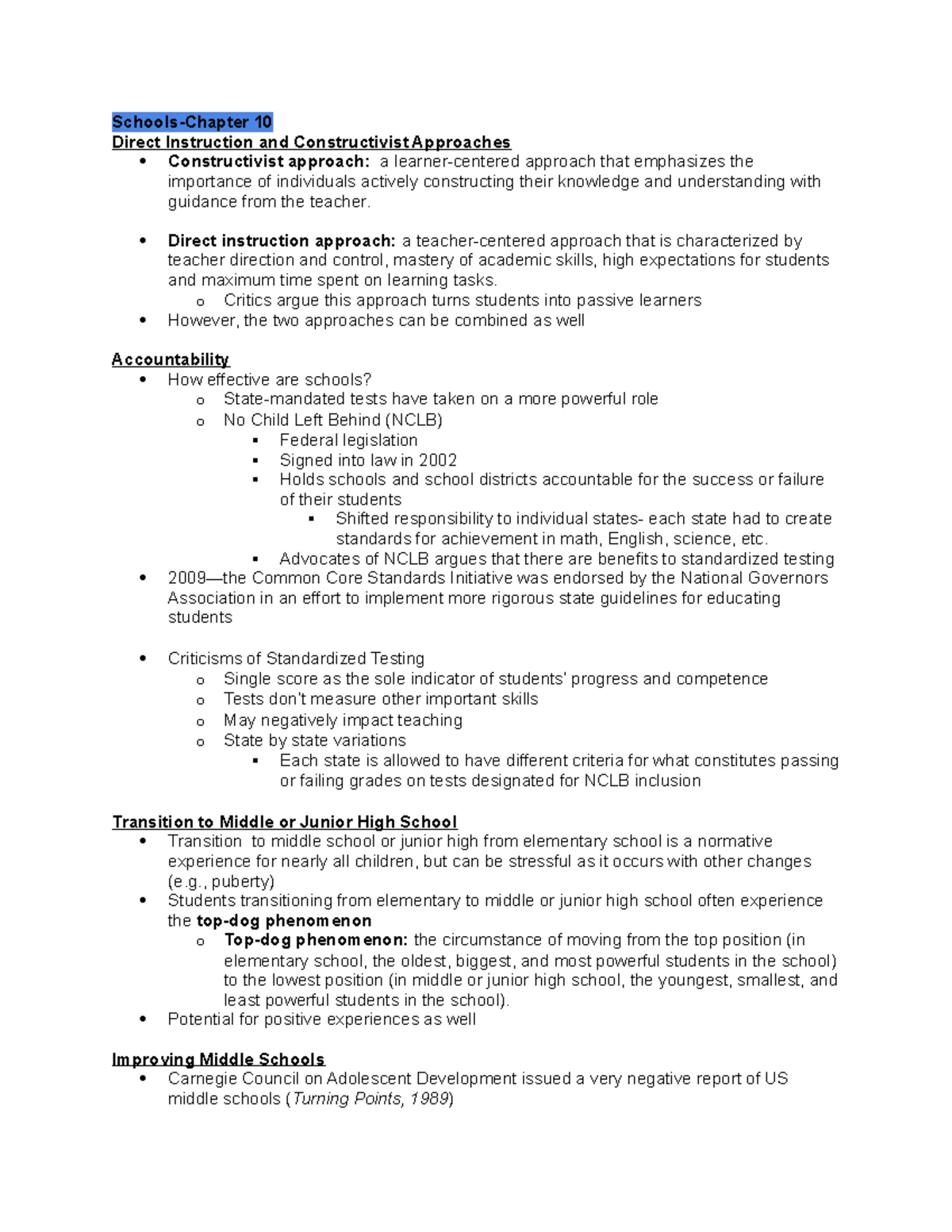 Chapter 11 Lecture Notes - Chapter 11: Achievement, Work, and Careers ...
