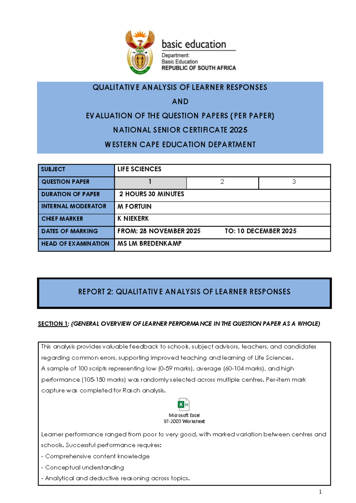 Qualitative Analysis of Learner Responses: NSC LFSC Paper 2 Evaluation ...