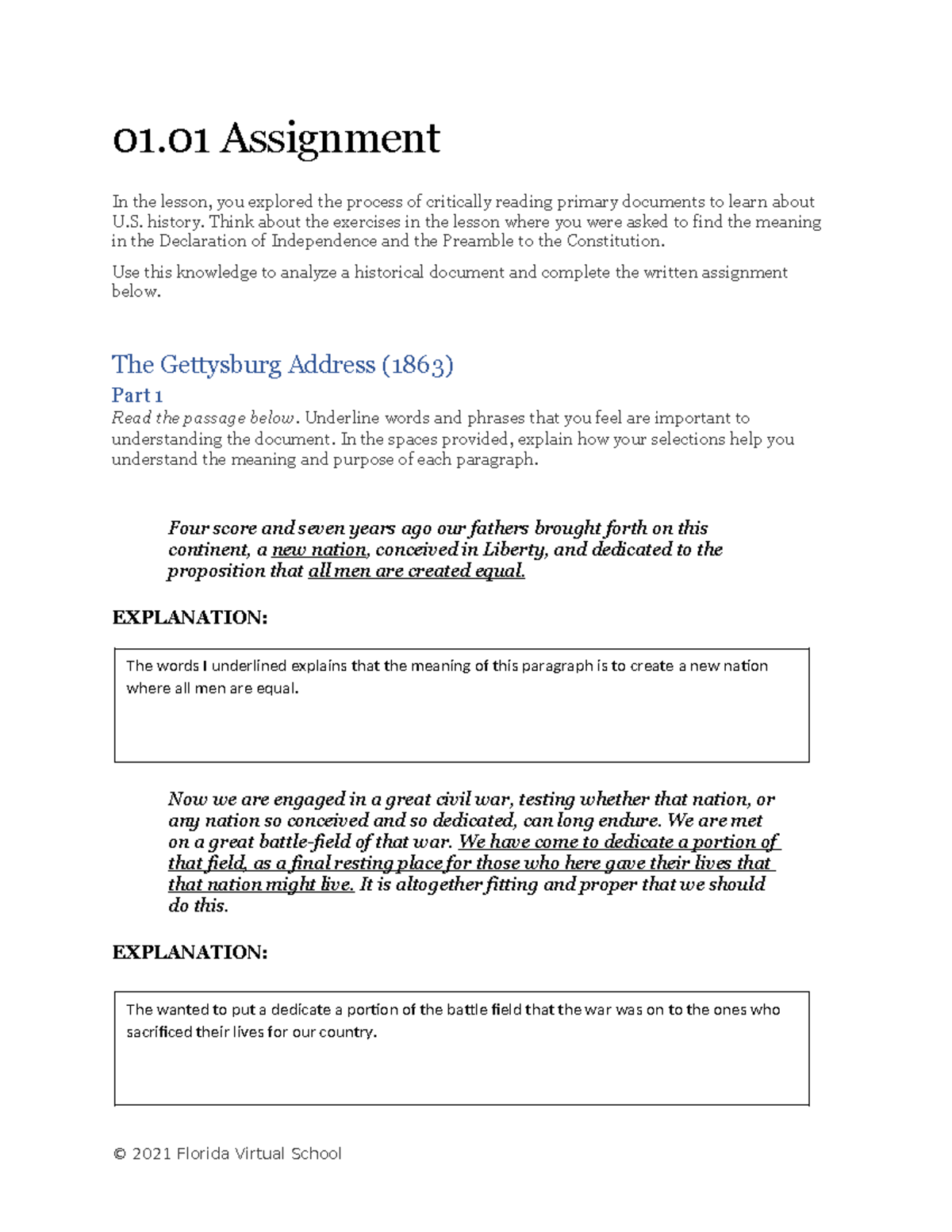 0101 assignment template answers - 01 Assignment In the lesson, you ...