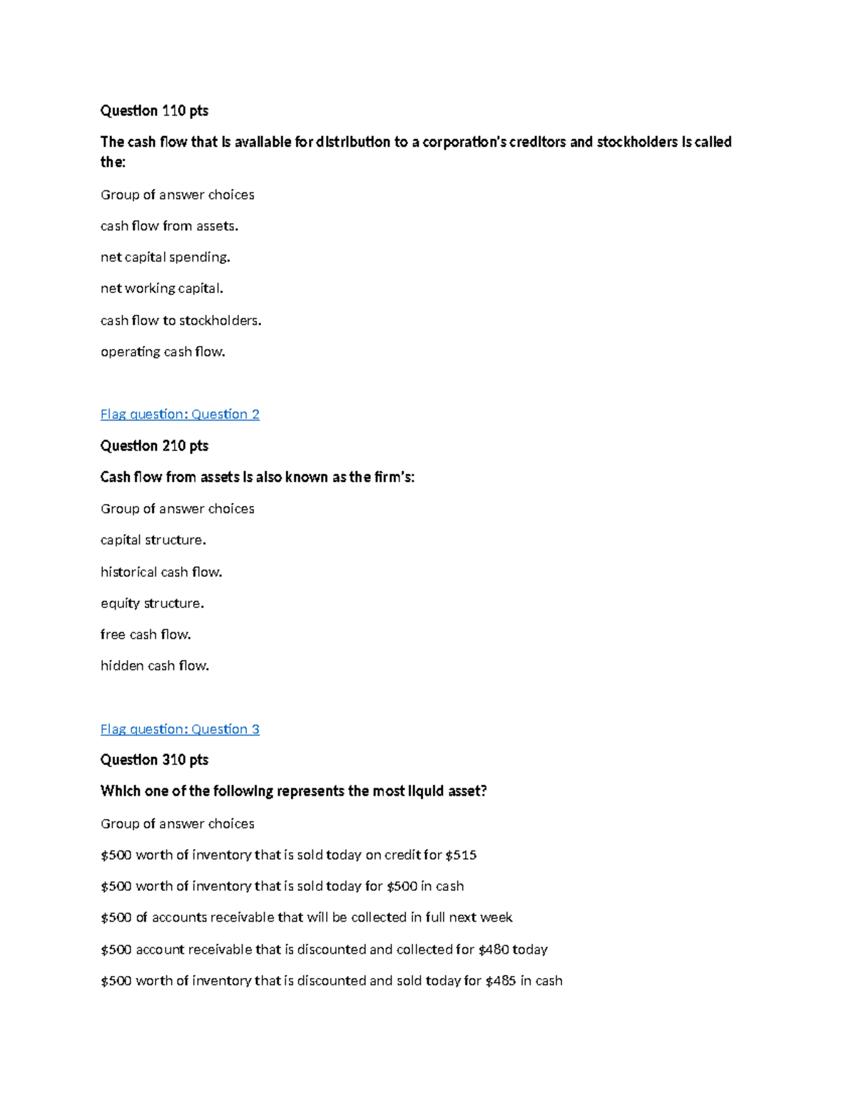CF - Cash Flow Analysis Notes and Questions for Review - Studocu