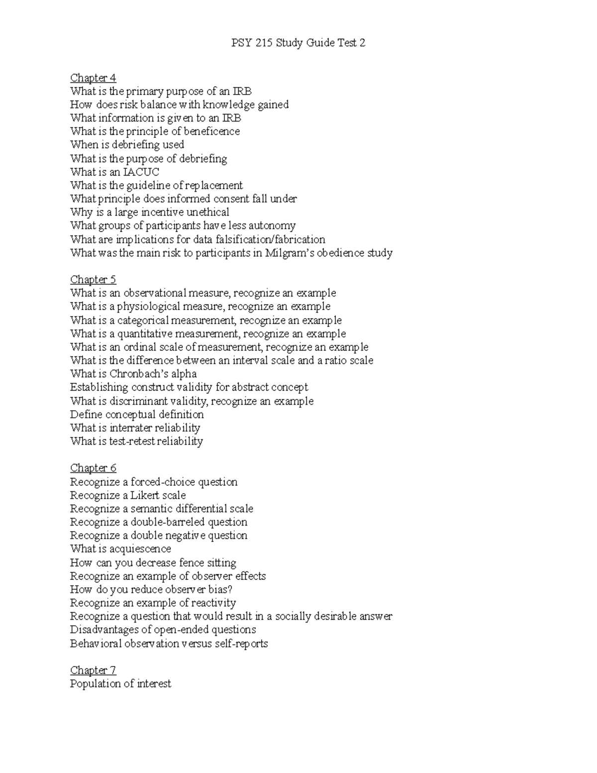 PSY 215 Study Guide: Test 2 Review - Chapters 4-7 Insights - Studocu