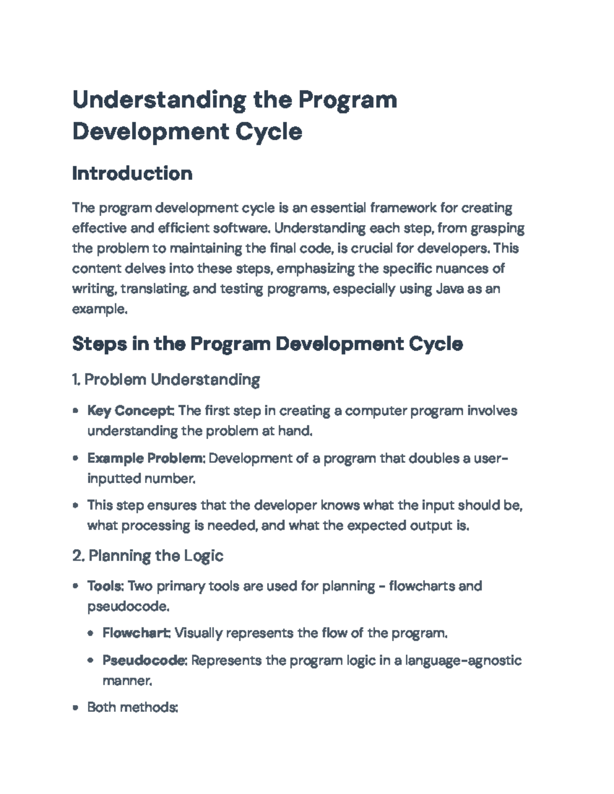 Understanding the Program Development Cycle: A Java Example Guide ...