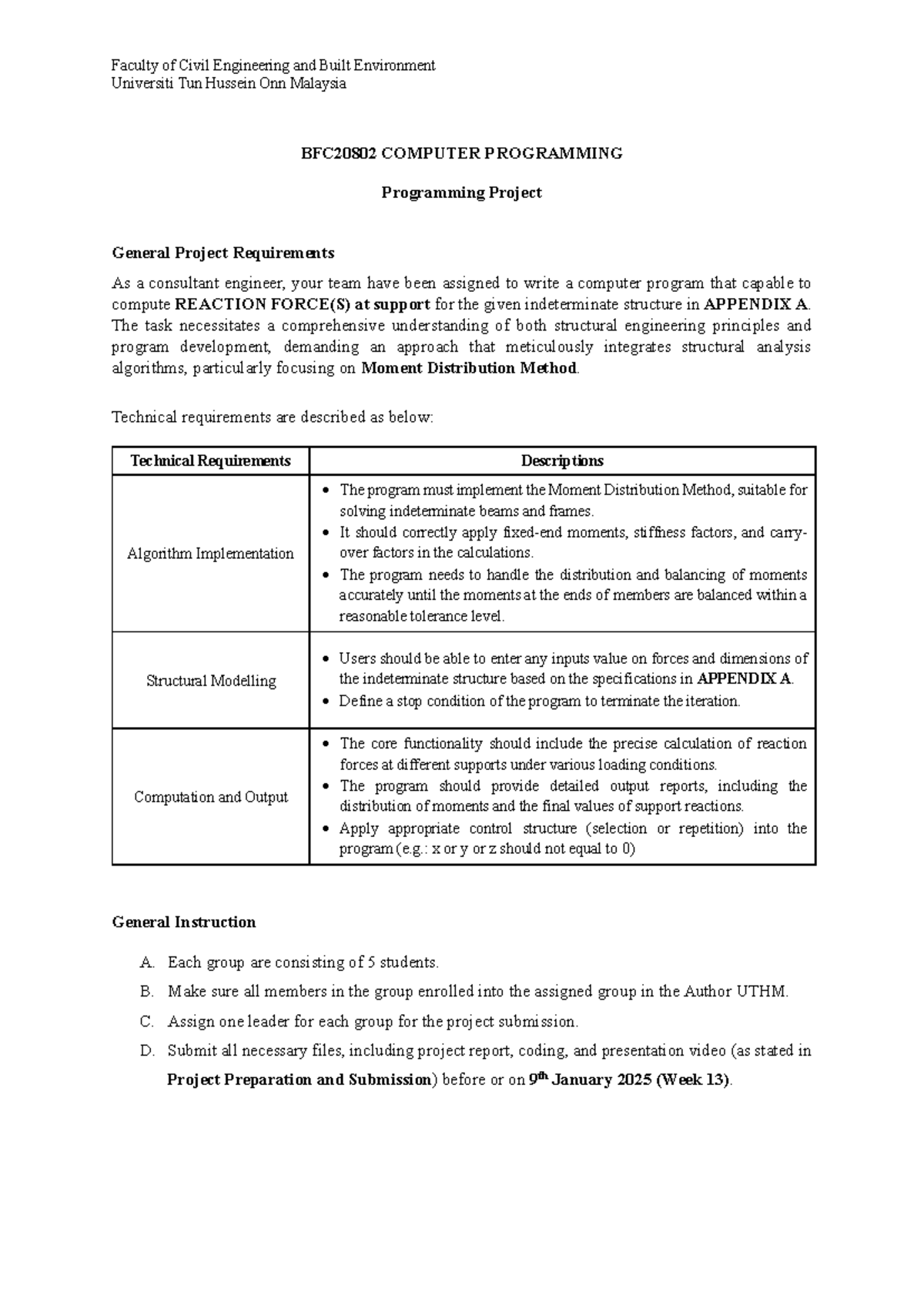 BFC20802 Final Project on Computer Programming: Reaction Forces ...