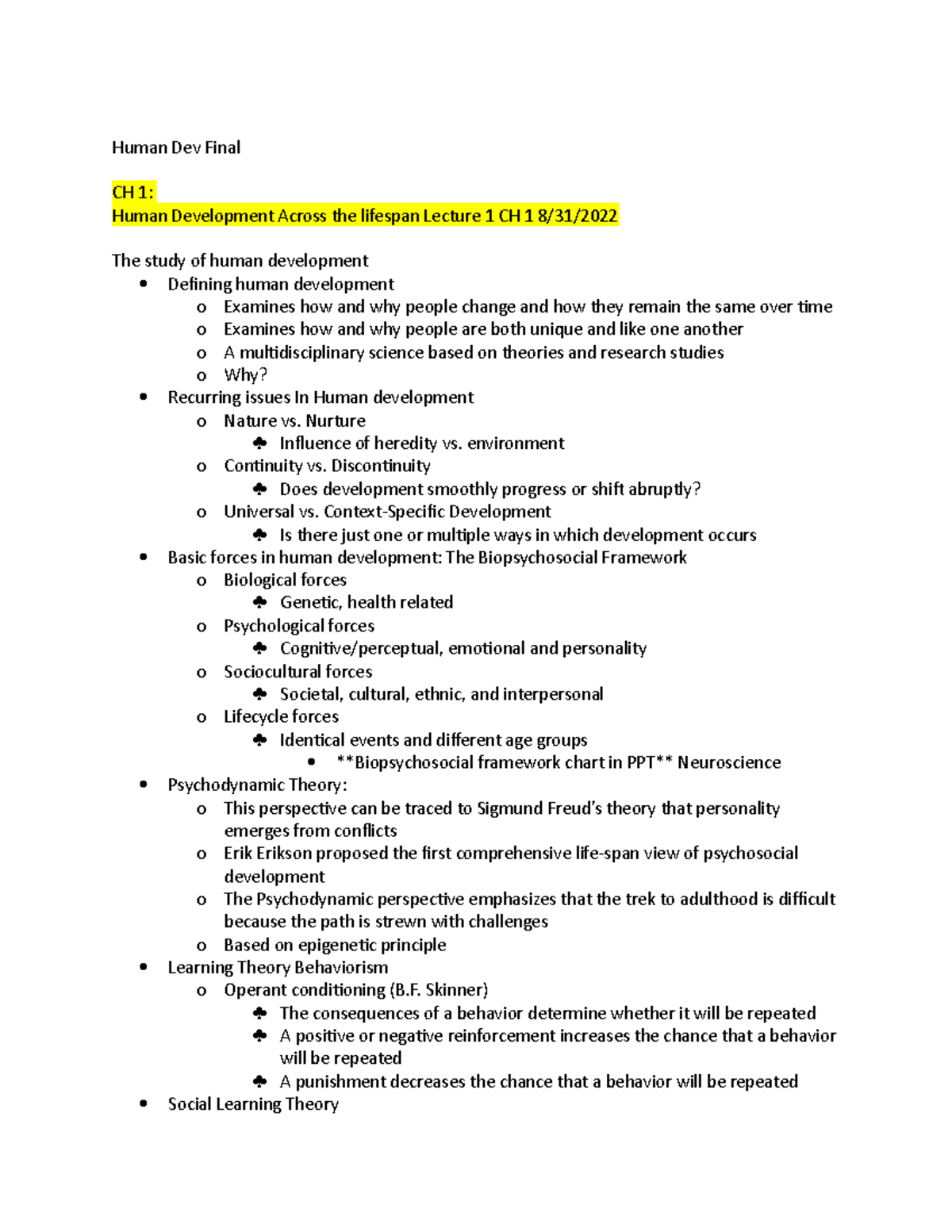 HSC 310 - Comprehensive Notes on Human Development: Ch. 1-13 - Studocu