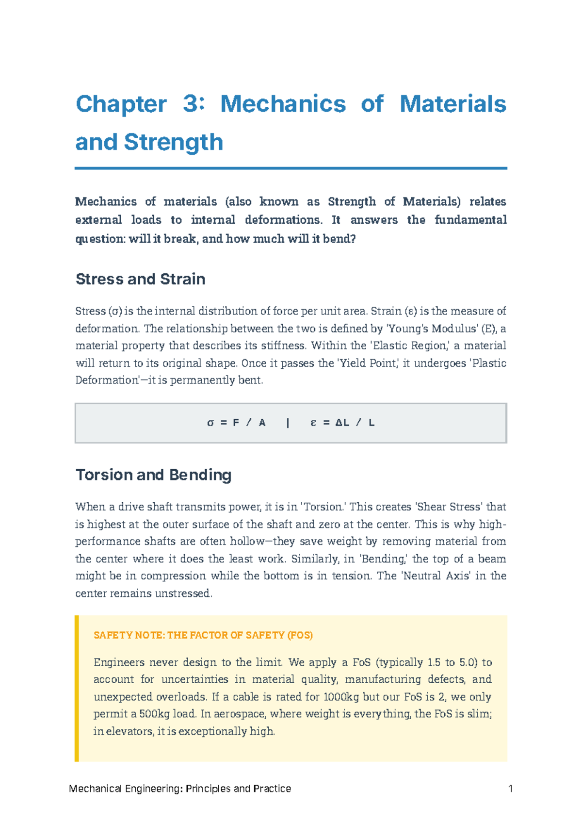 Chapter 3: Mechanics of Materials (Strength of Materials) - Studocu
