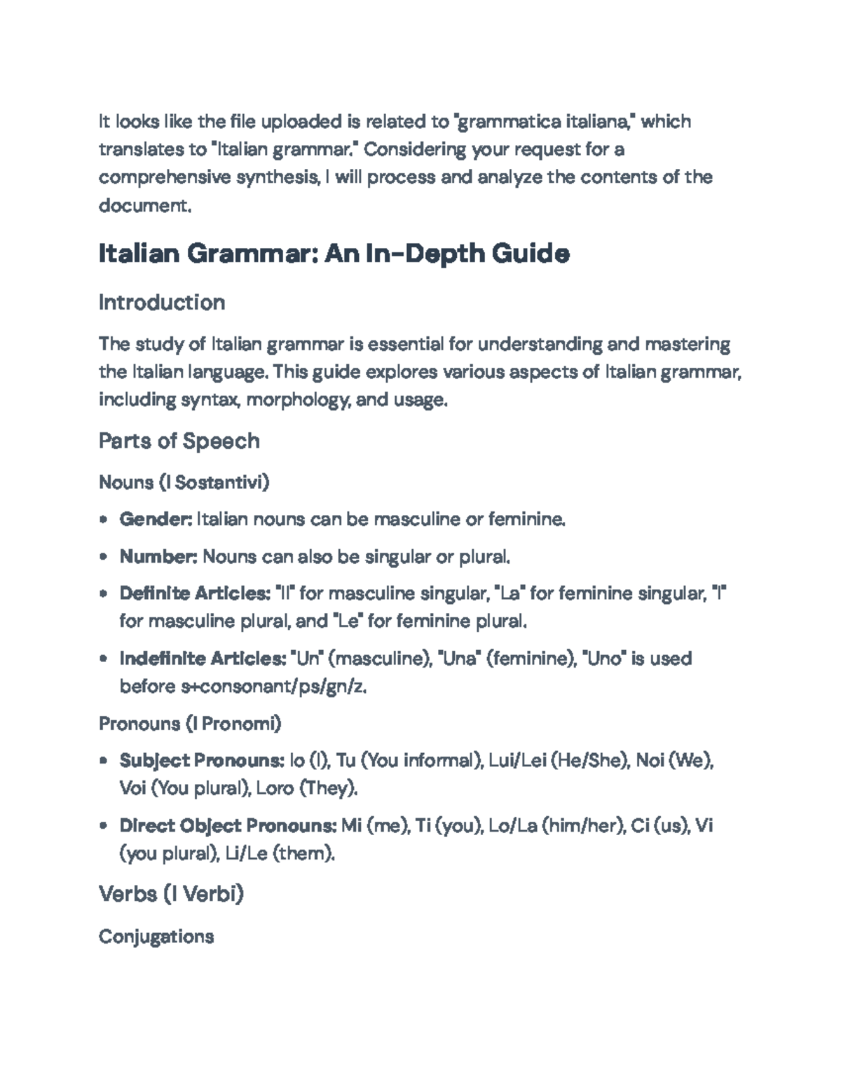 Italian Grammar Essentials (ITA101): A Comprehensive Study Guide - Studocu