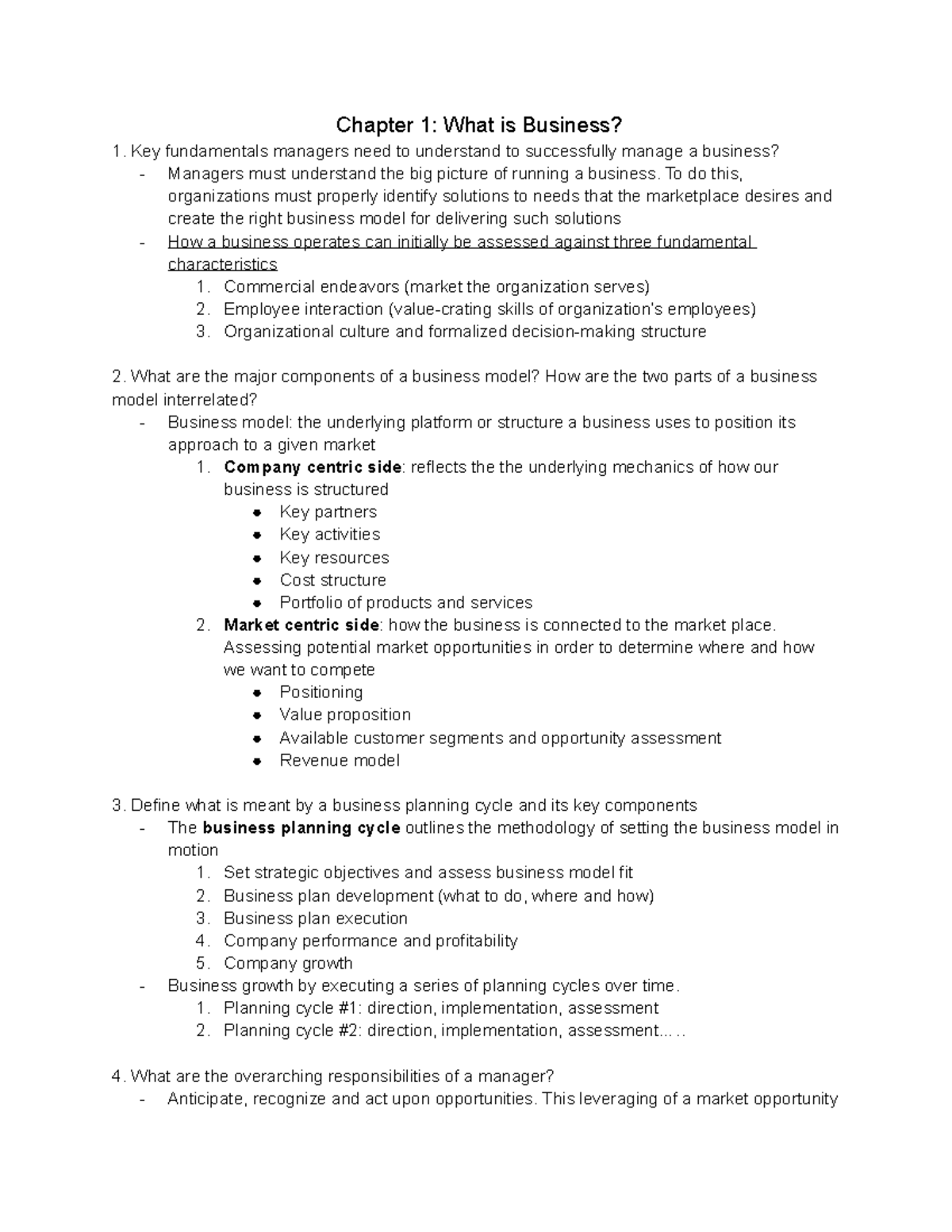 BUSN 301 Midterm Review: Key Business Concepts and Models - Studocu