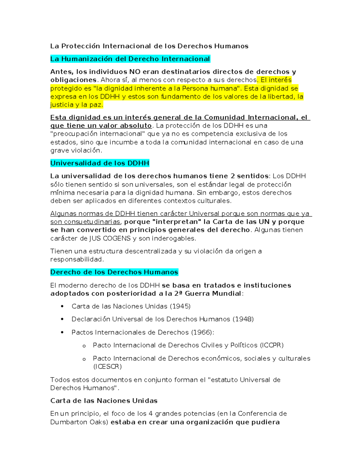PPT sobre la Protección Internacional de los Derechos Humanos - Studocu