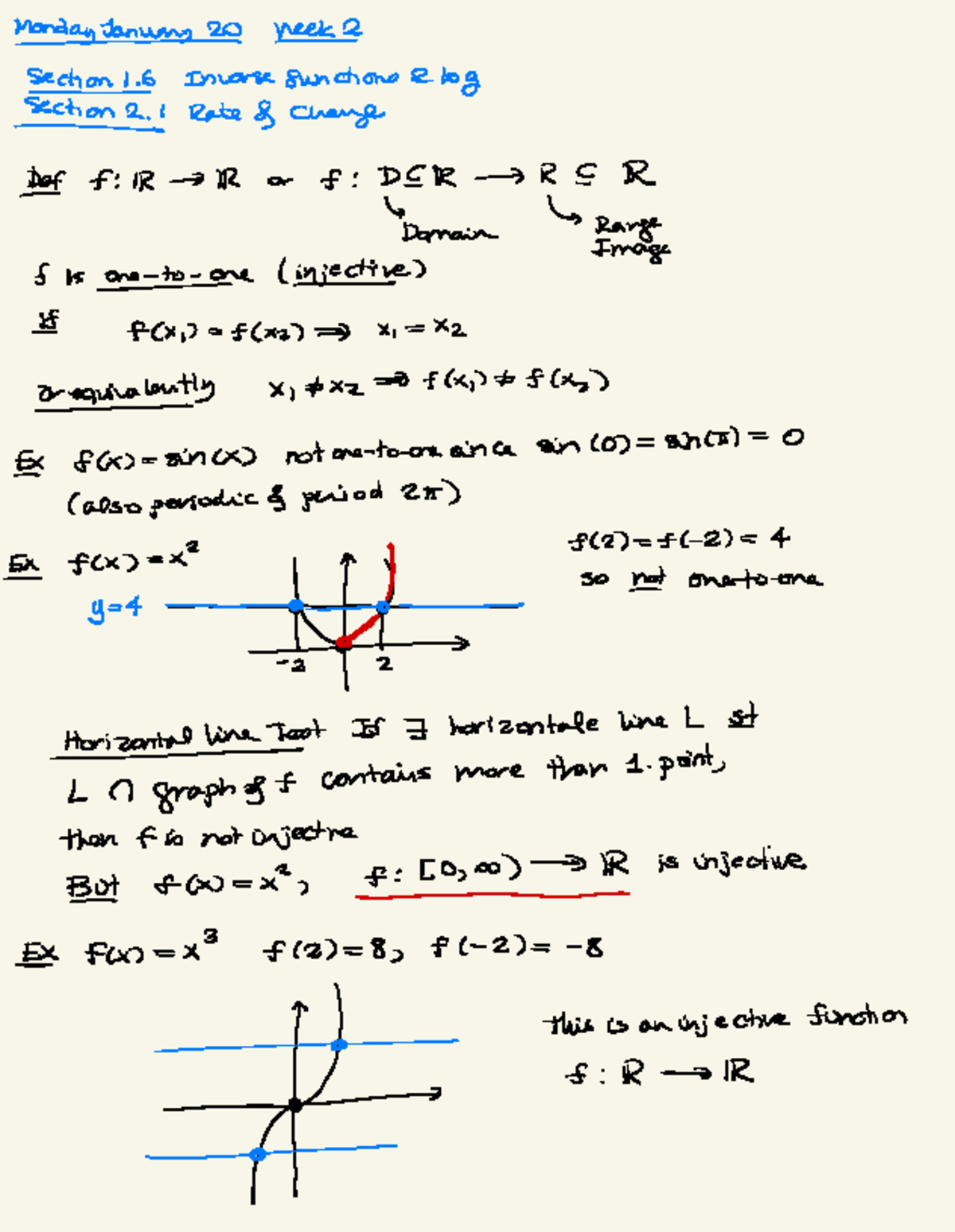 Math 203 Lecture Notes: Inverse Functions and Trigonometric Concepts ...