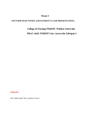 Focused SOAP Note: ADHD Case Presentation - PRAC 6665 Week 9 - Studocu