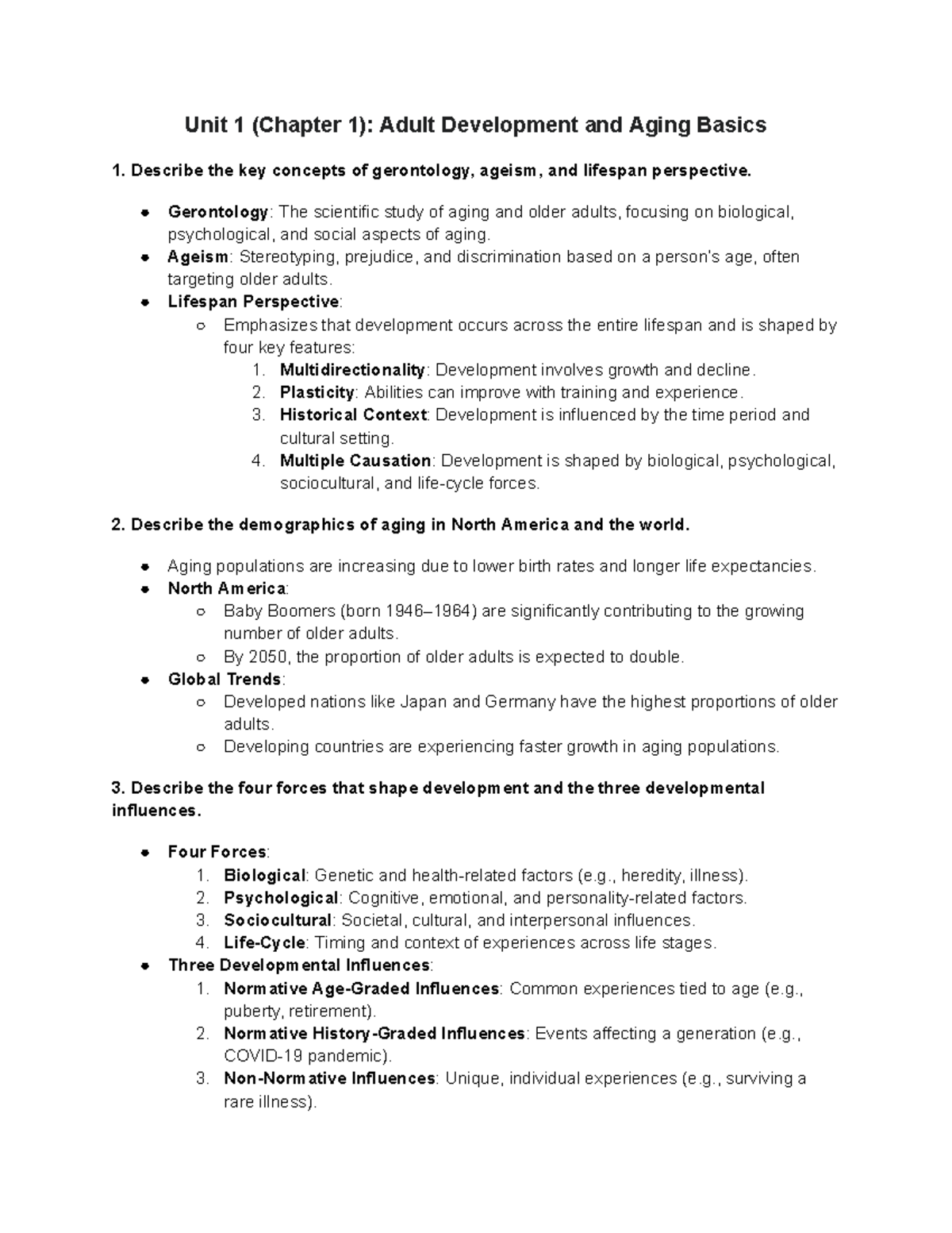 PSYC381 Learning Objectives Final - Unit 1 (Chapter 1): Adult ...