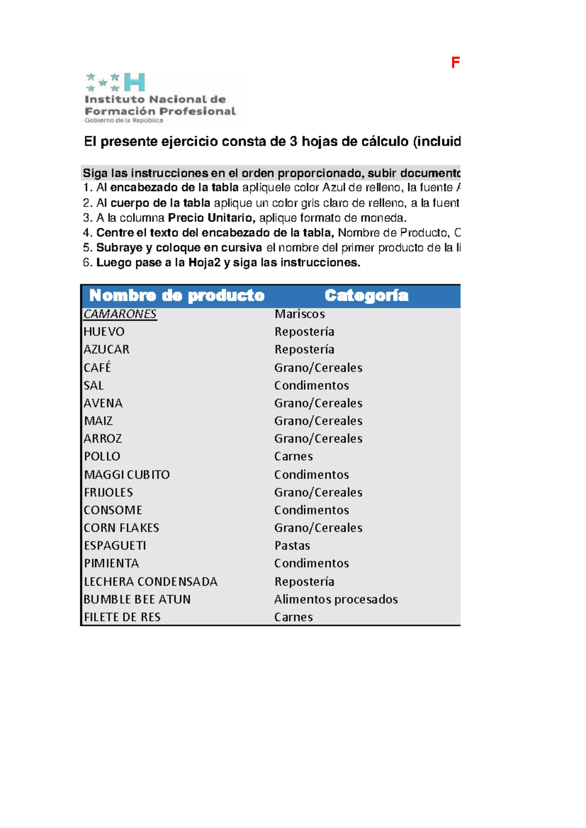 Ejercicio 2 de Excel Básico - Formato y Tablas - 20% 2 - Studocu