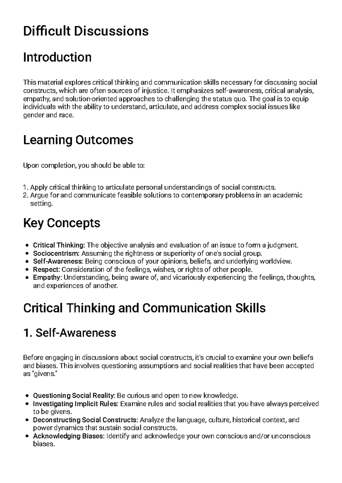 Critical Thinking and Social Constructs - Study Guide - Studocu
