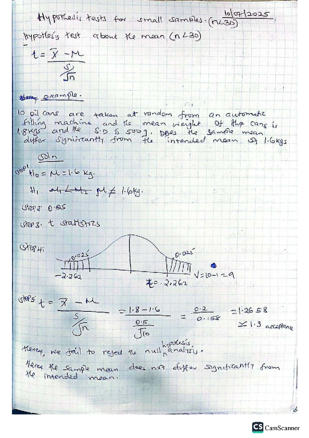 Hypothesis Testing and Statistical Analysis Notes (Class 07-03-2025 ...