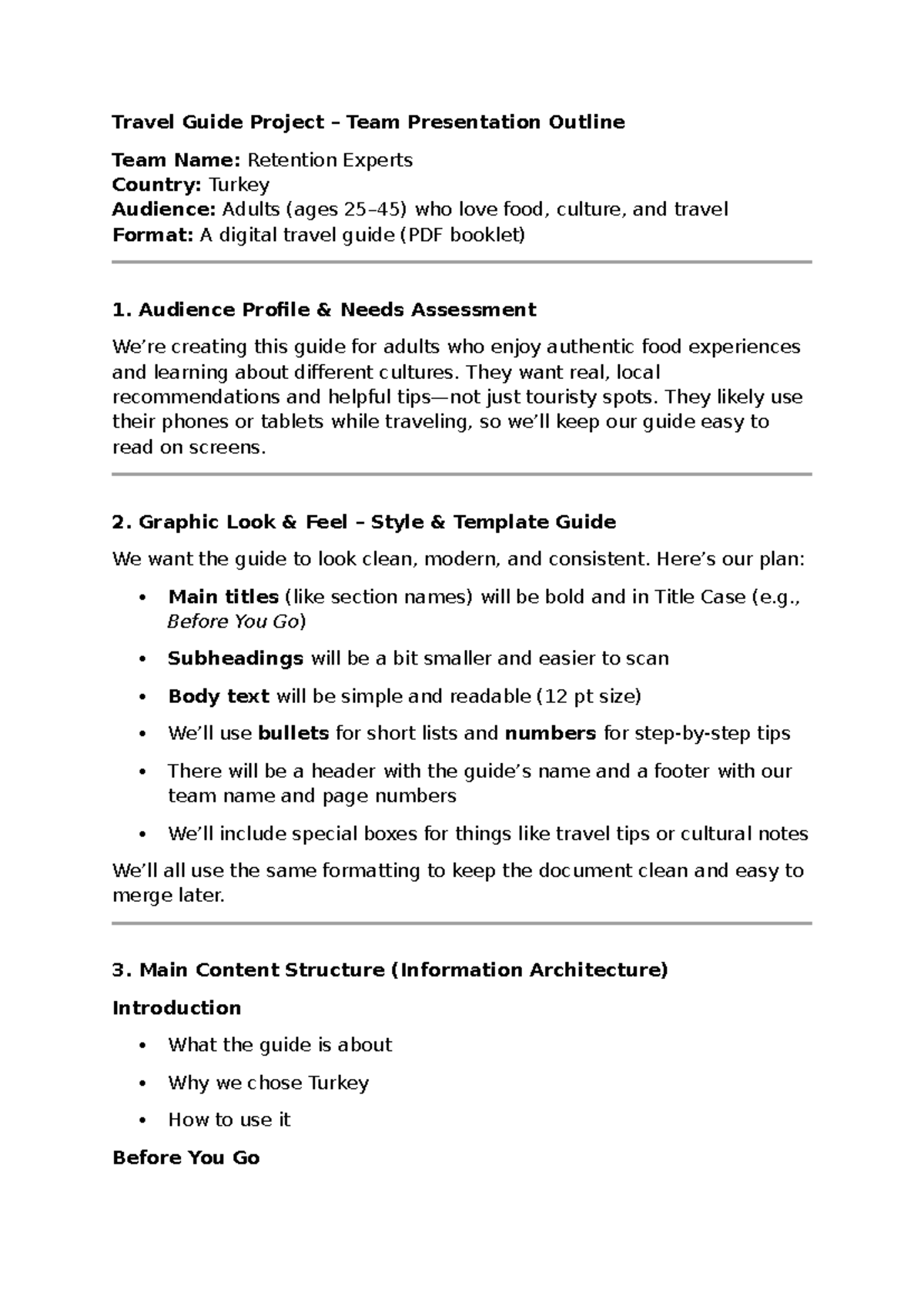 Travel Guide Project Outline: Turkey for Food & Culture Lovers - Studocu