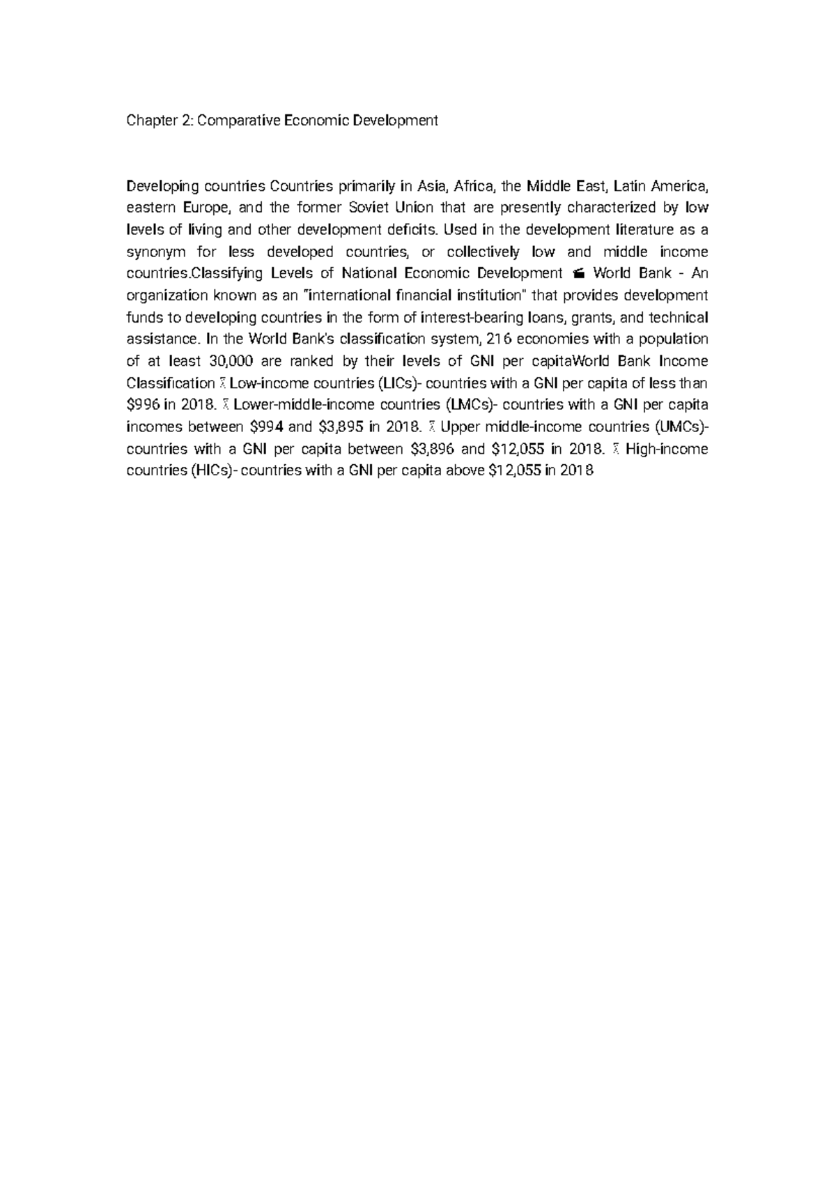 Chapter 2: Comparative Economic Development - Economic Classifications ...