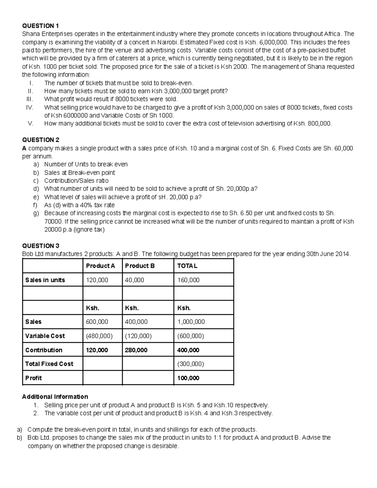 CVP Analysis Questions - CVP 101 Lecture Notes & Quizzes - Studocu
