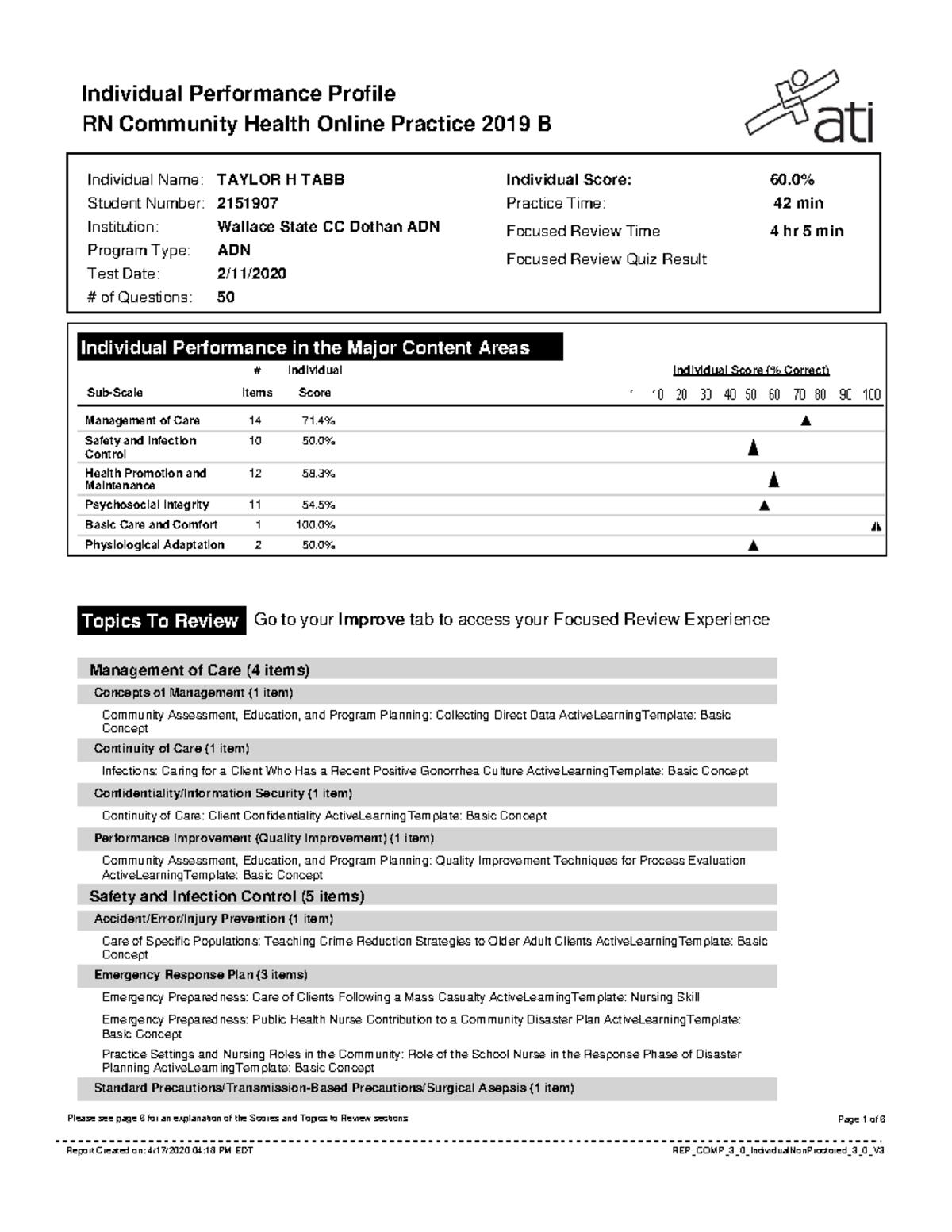 1st ATI Practice Community Health Assessment(Report) - Individual ...
